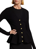 V-Neck Peplum Cardigan