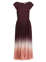 Dip-Dye Crepe Pleated Midi-Dress