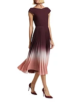 Dip-Dye Crepe Pleated Midi-Dress