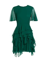 Silk Chiffon Ruffled Minidress