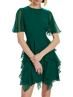 Silk Chiffon Ruffled Minidress