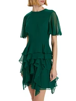 Silk Chiffon Ruffled Minidress