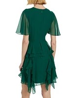 Silk Chiffon Ruffled Minidress