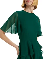 Silk Chiffon Ruffled Minidress