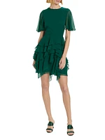 Silk Chiffon Ruffled Minidress