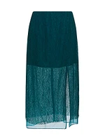 Geometric Cotton-Blend Lace Layered Midi-Skirt