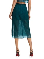 Geometric Cotton-Blend Lace Layered Midi-Skirt