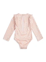 Baby Girl's Pearl Shell Long-Sleeve Bathing Suit