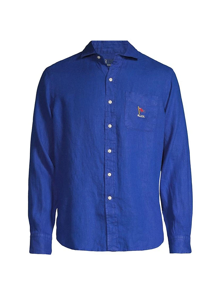 Nautical Linen Long-Sleeve Sport Shirt