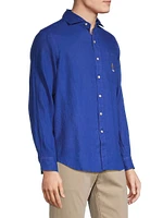 Nautical Linen Long-Sleeve Sport Shirt