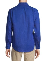 Nautical Linen Long-Sleeve Sport Shirt