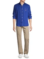 Nautical Linen Long-Sleeve Sport Shirt