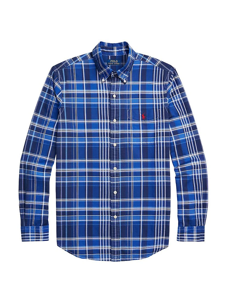 Classic Oxford Plaid Long-Sleeve Sport Shirt