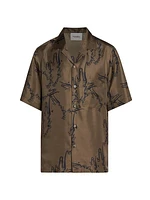 Bodil Calligraphy Silk Button-Front Shirt