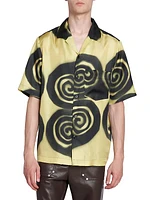 Bodil Spiral Silk Button-Front Shirt