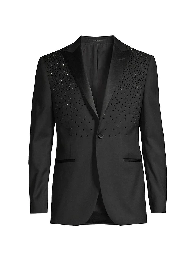 Crystal-Embellished Wool One-Button Dinner Jacket