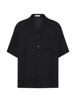 Silk Bowling Shirt With Toile Iconographe Pattern