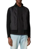 Wool Knit Jacket With Toile Iconographe Nylon Jacquard Front Panel