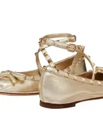 Rockstud Laminated Nappa Leather Ballerina Flats