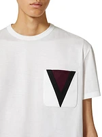 Cotton T-Shirt With Inlaid V Detail