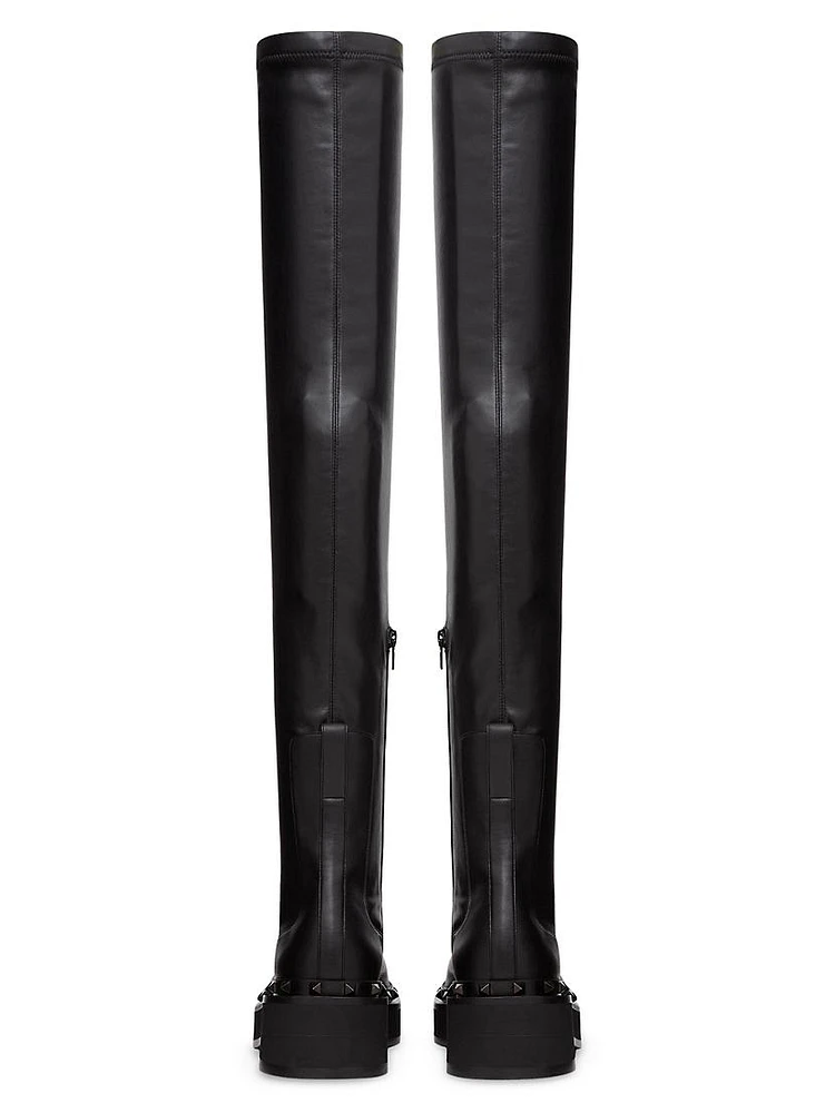 Rockstud M-Way Over-The-Knee Boots Stretch Synthetic Material 50MM