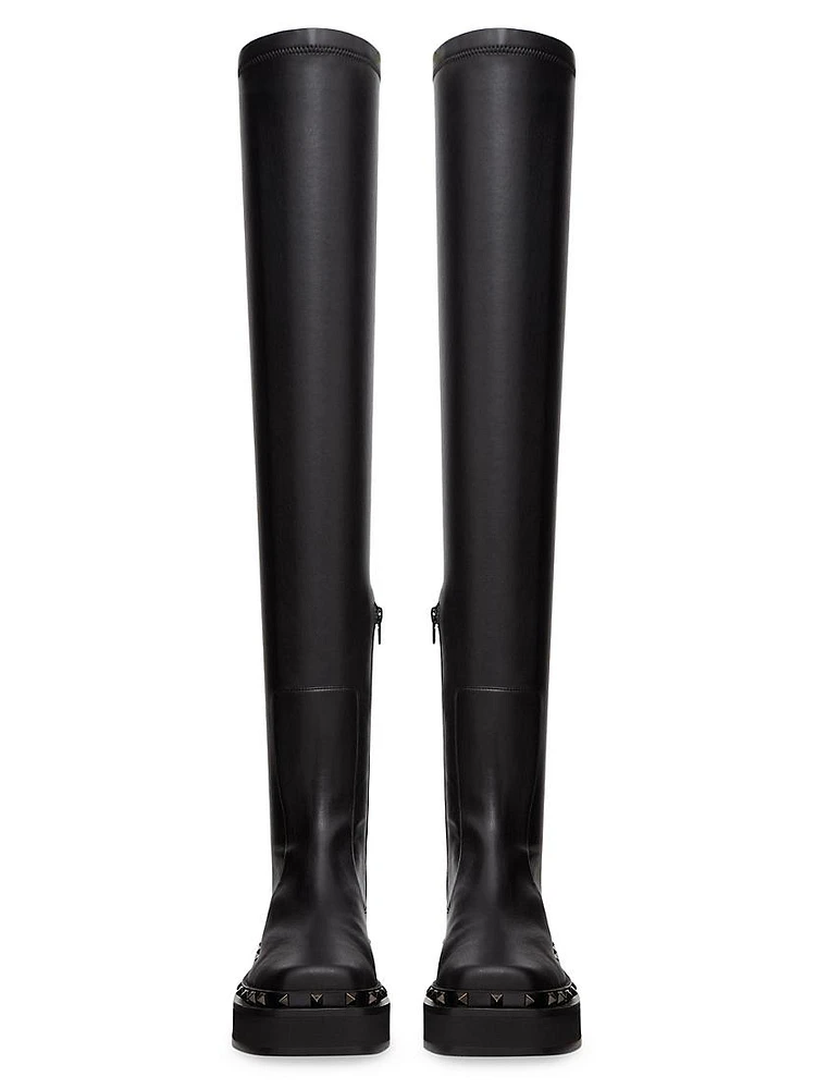 Rockstud M-Way Over-The-Knee Boots Stretch Synthetic Material 50MM