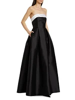 Louise Silk-Wool Strapless Gown