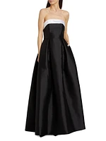 Louise Silk-Wool Strapless Gown