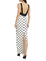 Colette Polka Dot Silk Column Gown