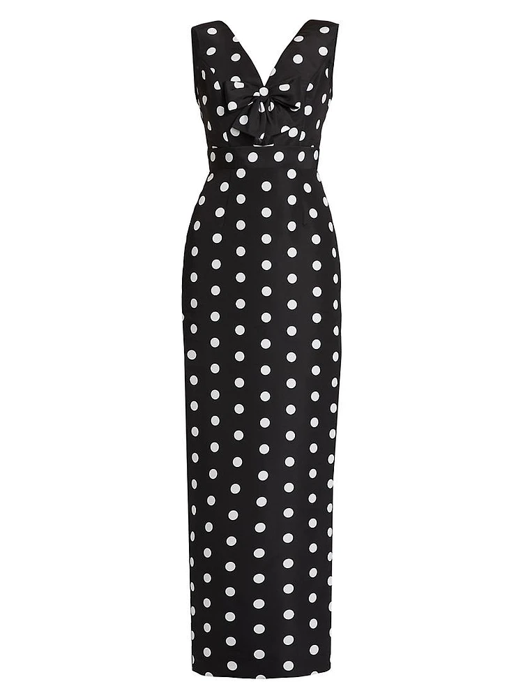 Claire Polka Dot Silk Column Gown