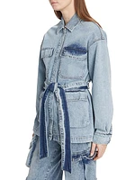 Belted Cargo Denim Jacket