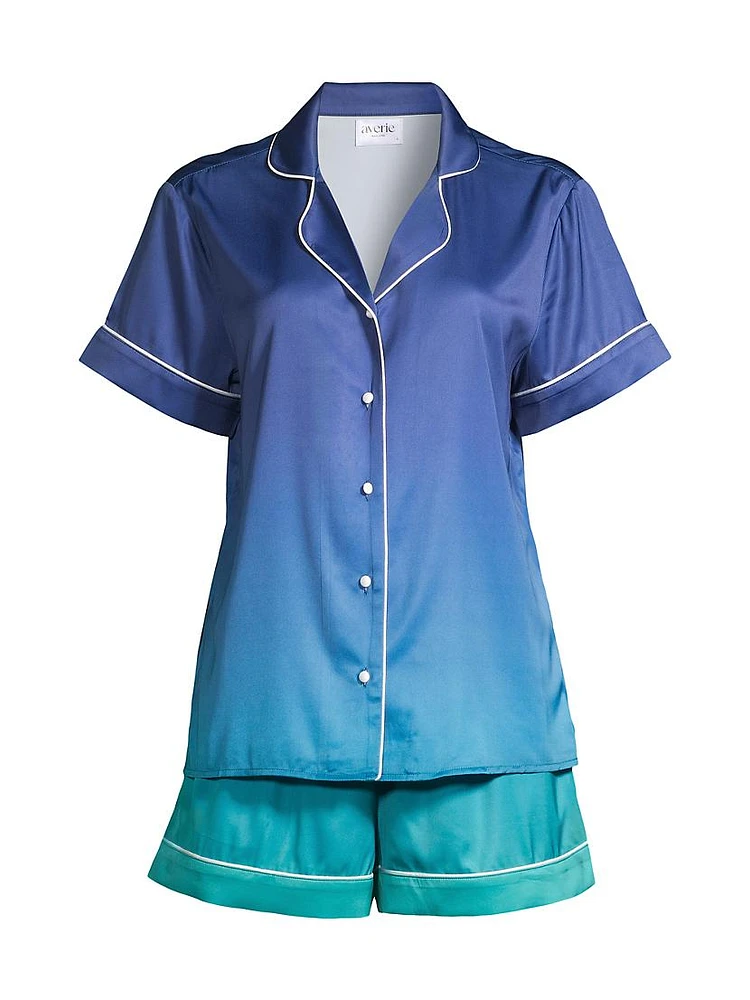 Sunset Ocean Dip Ombréd Shorts Pajama Set