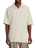 Arrow Stripes Cotton-Blend Bowling Shirt