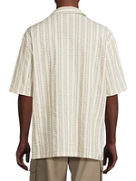 Arrow Stripes Cotton-Blend Bowling Shirt