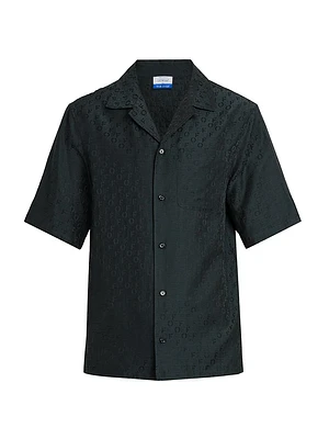 Jacquard Logo Cotton-Silk Camp Shirt