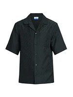 Jacquard Logo Cotton-Silk Camp Shirt