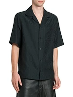 Jacquard Logo Cotton-Silk Camp Shirt