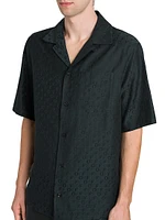 Jacquard Logo Cotton-Silk Camp Shirt