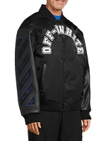 Logo Leather-Sleeve Varsity Jacket