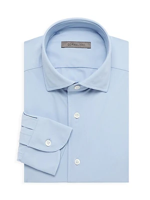 Stretch Button-Front Dress Shirt