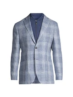 ID Plaid Linen & Wool-Blend Two-Button Suit Jacket