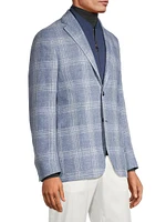 ID Plaid Linen & Wool-Blend Two-Button Suit Jacket