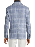 ID Plaid Linen & Wool-Blend Two-Button Suit Jacket