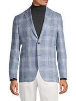 ID Plaid Linen & Wool-Blend Two-Button Suit Jacket