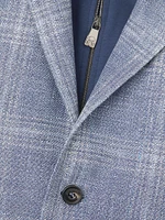 ID Plaid Linen & Wool-Blend Two-Button Suit Jacket