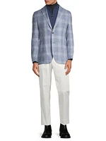 ID Plaid Linen & Wool-Blend Two-Button Suit Jacket