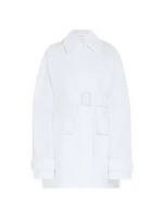 Water-Resistant Cotton Belted Raincoat