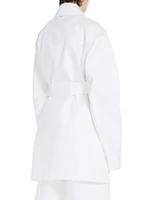 Water-Resistant Cotton Belted Raincoat