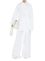 Water-Resistant Cotton Belted Raincoat