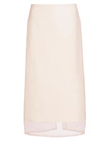 Aceti Silk-Overlay Midi-Skirt